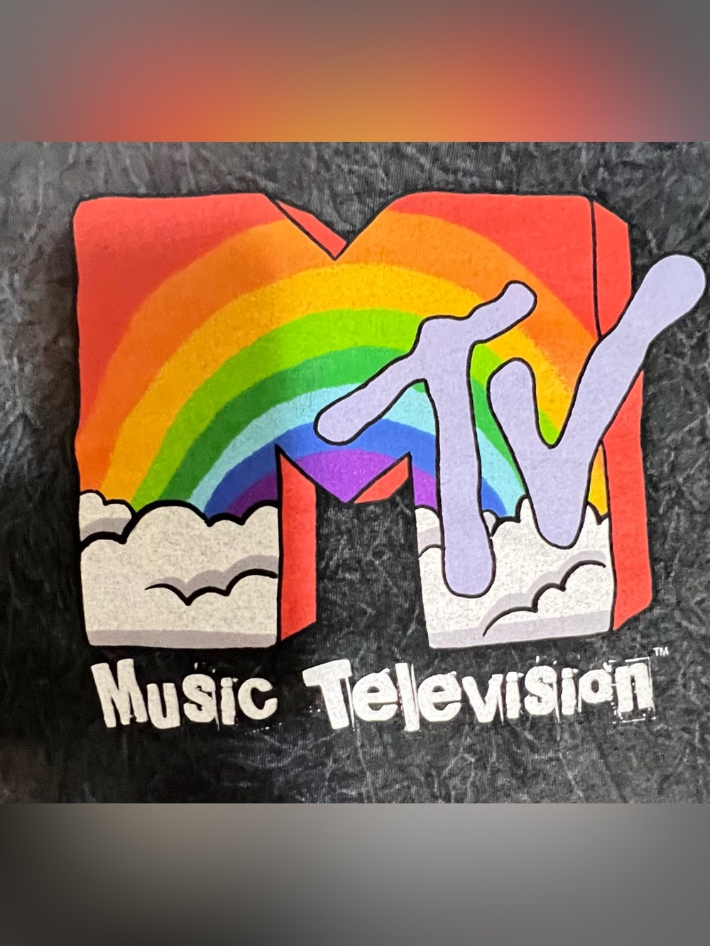 MTV Logo T-Shirt - Black acid wash look and Rainbow